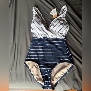 NWT Striped nautical One-Piece Swimsuit